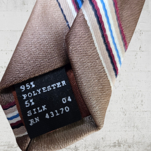 80s Vintage Van Heusen Bronze Brown Diagonal Striped USA Made Neck Tie 3.5 x 56 - Picture 5 of 5